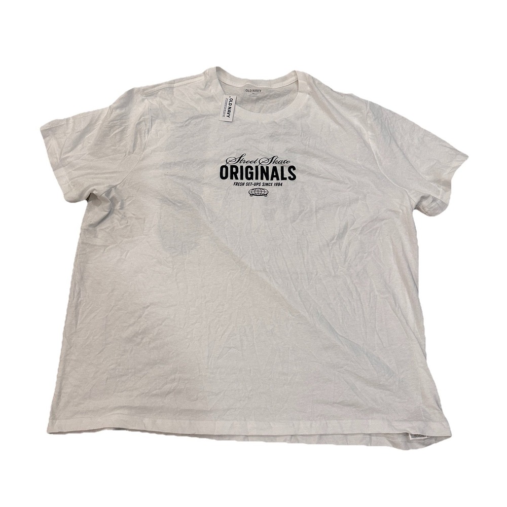White Old Navy XL Tshirt With Street Skate On Front With Skateboard On Back